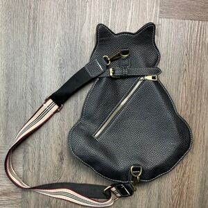 Black Cat Shaped Crossbody Bag Womens Faux Leather Kawaii Harajuku Coquette Y2K